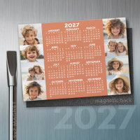 2027 Calendar - 8 Photos Terra Cotta White Magnet