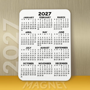 2027 Calendar - Basic Minimal Black and White Magnet