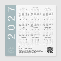 2027 Calendar Blue Border QR Code Company Logo