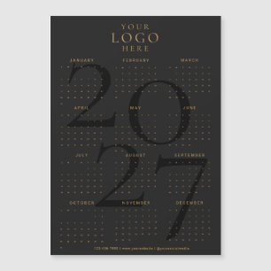2027 Calendar Business Logo Black Gold Magnet