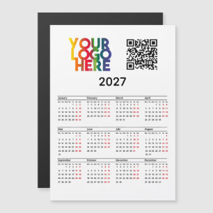 2027 Calendar Business Logo QR Code Magnetic Card