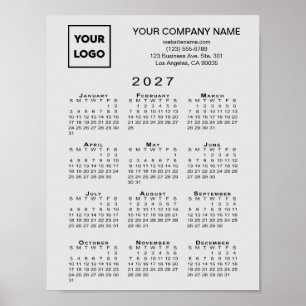 2027 Calendar Business Logo Text Light Grey Poster