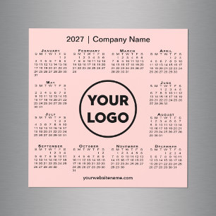 2027 Calendar Company Logo Coral Pink Magnet