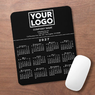 2027 Calendar Company Logo Text Black Mouse Pad