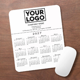 2027 Calendar Company Logo Text White Mouse Pad