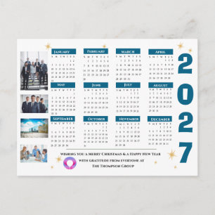 2027 Calendar Corporate Business Company Logo Holiday Postcard