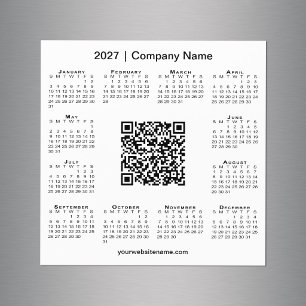 2027 Calendar Custom Business QR Code White Magnet