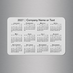 2027 Calendar Custom Text Grey Magnet