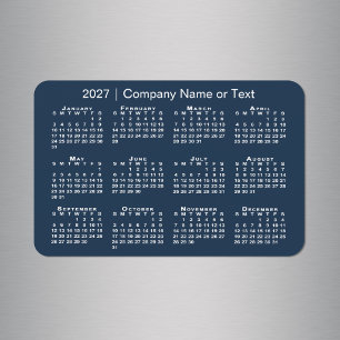 2027 Calendar Custom Text Navy Blue Magnet
