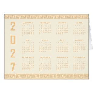 2027 Calendar, Greek Fret, Beige on Cosmic Latte