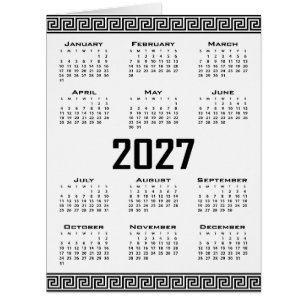 2027 Calendar, Greek Fret, Black on White
