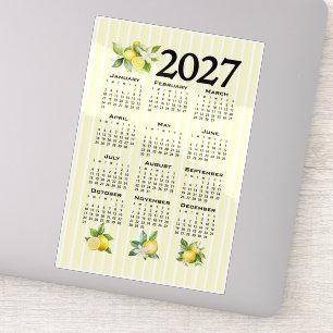 2027 Calendar, Greek Fret, Cosmic Latte on Blue