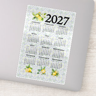 2027 Calendar, Greek Fret, Cosmic Latte on Blue