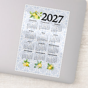 2027 Calendar, Greek Fret, Cosmic Latte on Blue