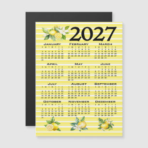 2027 Calendar, Greek Fret, Cosmic Latte on Blue Magnetic Invitation