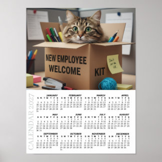 2027 Calendar, HR / New Employee - Office Fun Cats Poster