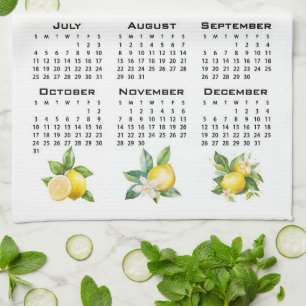 2027 Calendar Italian Style Lemons White Tea Towel