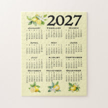 2027 Calendar Italian Style Lemons Yellow