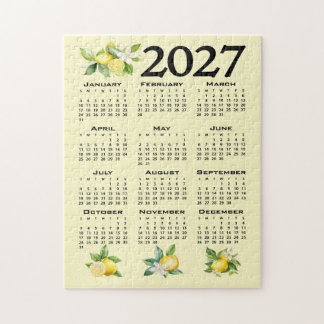 2027 Calendar Italian Style Lemons Yellow Jigsaw Puzzle