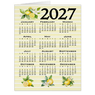 2027 Calendar Italian Style Lemons Yellow Lines