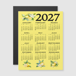 2027 Calendar Italian Style Lemons Yellow Magnetic Invitation