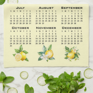 2027 Calendar Italian Style Lemons Yellow Tea Towel