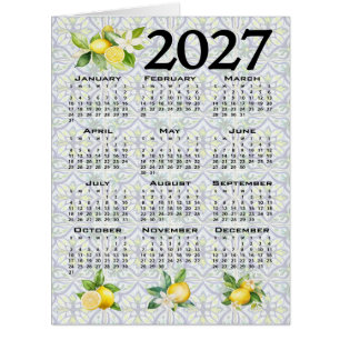 2027 Calendar Lemons Italian Mediterranean Tiles