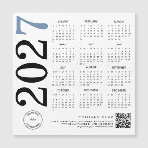 2027 Calendar Logo QR Code Blue Black Business