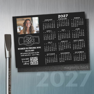 2027 Calendar MAGNET - logo, QR Code, Photo BLACK