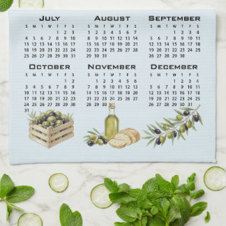 2027 Calendar, Mediterranean Olives, Blue Tea Towel