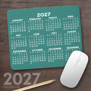 2027 Calendar - modern blue and white simple Mouse Pad