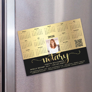 2027 Calendar Notary Black Gold QR Code Magnet