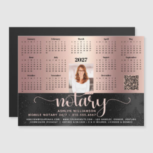 2027 Calendar Notary Black Pink QR Code Magnet