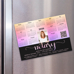 2027 Calendar Notary Black Pink QR Code Magnet