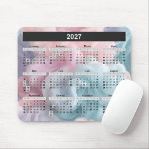 2027 Calendar On Cotton Candy Abstract Mouse Pad