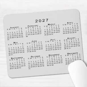 2027 Calendar Simple Grey and Black Mouse Pad