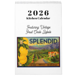 2027 Calendar Vintage Fruit Crate Labels