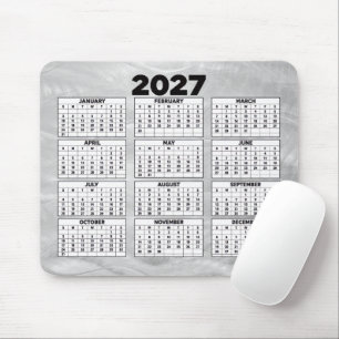 2027 Calendar Wavy Brushed Steel Abstract Mouse Pad