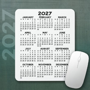2027 Calendar - white background - Vertical Mouse Pad