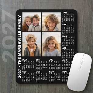 2027 Calendar with 4 Photos - Black Mouse Pad