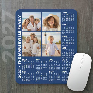 2027 Calendar with 4 Photos - Blue Mouse Pad