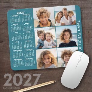 2027 Calendar with 6 Photo Collage Mouse Pad