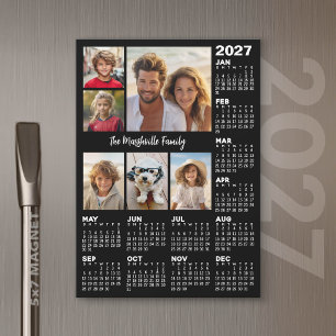 2027 Calendar with 6 Photos - Year Magnetic Card
