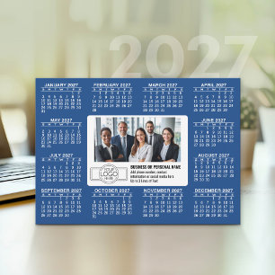 2027 Calendar with logo Contact Information Holiday Card