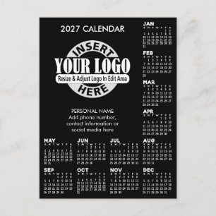 2027 Calendar with logo Contact Information Postcard
