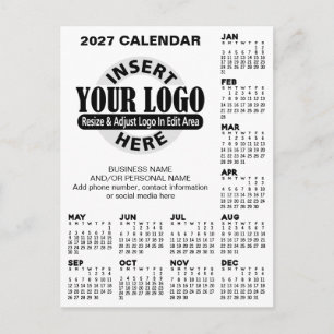 2027 Calendar with logo Contact Information Postcard