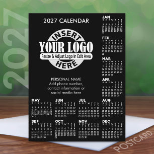 2027 Calendar with logo Contact Information Postcard