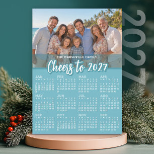 2027 Calendar with Photo - Cheers to the New Year Holiday Card
