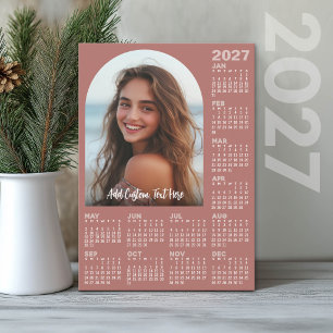 2027 Calendar with Photo - Full Year Terra Cotta Holiday Card