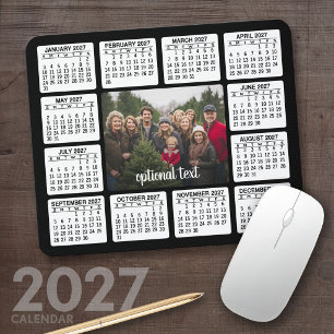2027 Calendar with Photo in the Centre Black White Mouse Pad